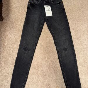 Zara Black Skinny Jeans with Distressed Details